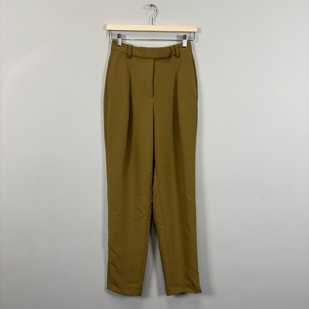 Aritzia Wilfred Gabriel Pant High Waisted Pleated Trousers Olive Green Size 2 - Picture 1 of 15
